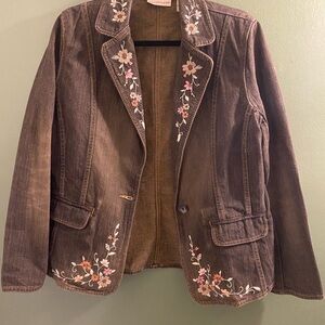 Apostrophe Black  Floral Embroidered Blazer.